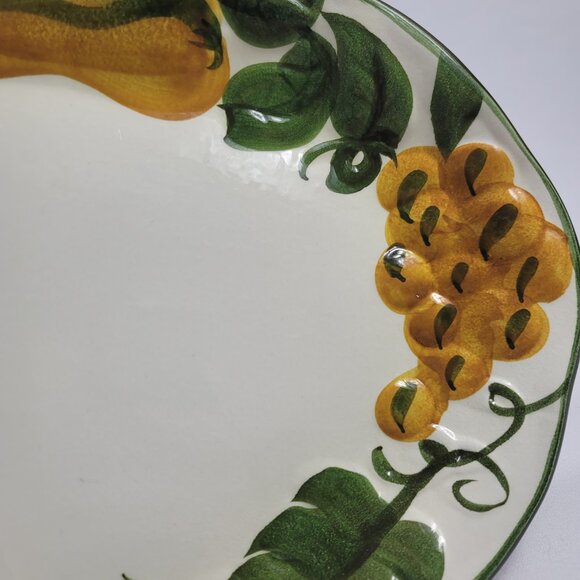 Stangl Sculptured Fruit Platter 15 Inch Green & Yellow Fruit Border - Picture 7 of 16